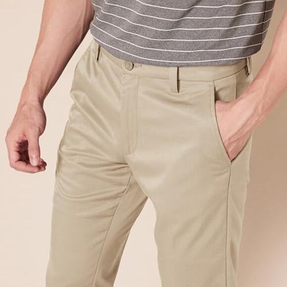NWT Amazon Essentials Men's Slim-Fit Stretch Golf Pant, Khaki Brown, 36W x 33L - Picture 2 of 3